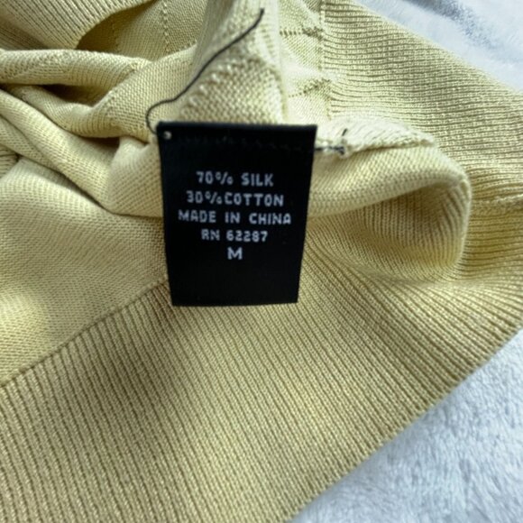 Aureus Mens Silk Blend Cable Knit V-Neck Sweater Vest Medium Pullover Yellow - Picture 4 of 8